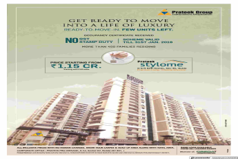 Get ready to move into a life of luxury at Prateek Stylome in Noida